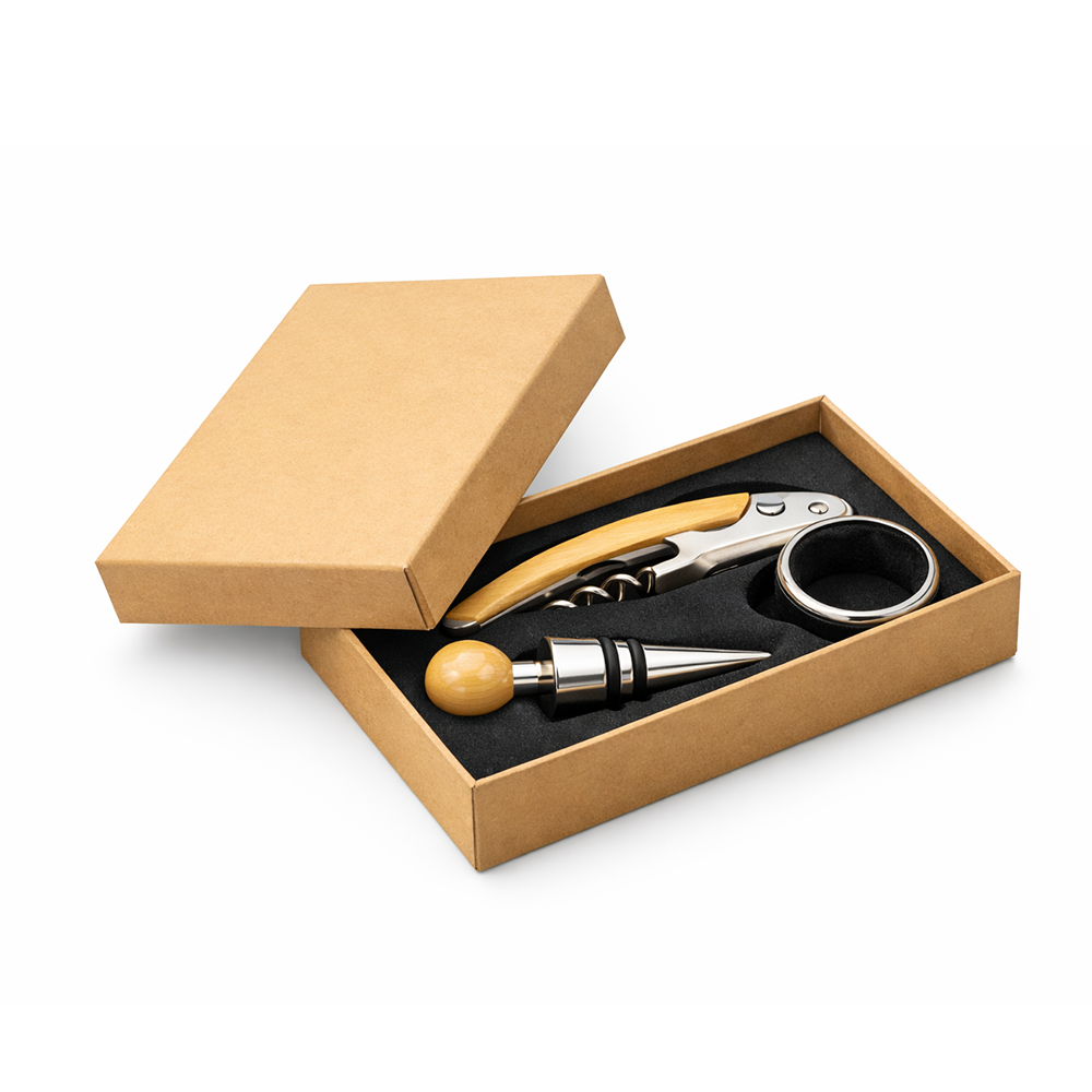 SAVORY Wine Set made of bamboo and stainless steel