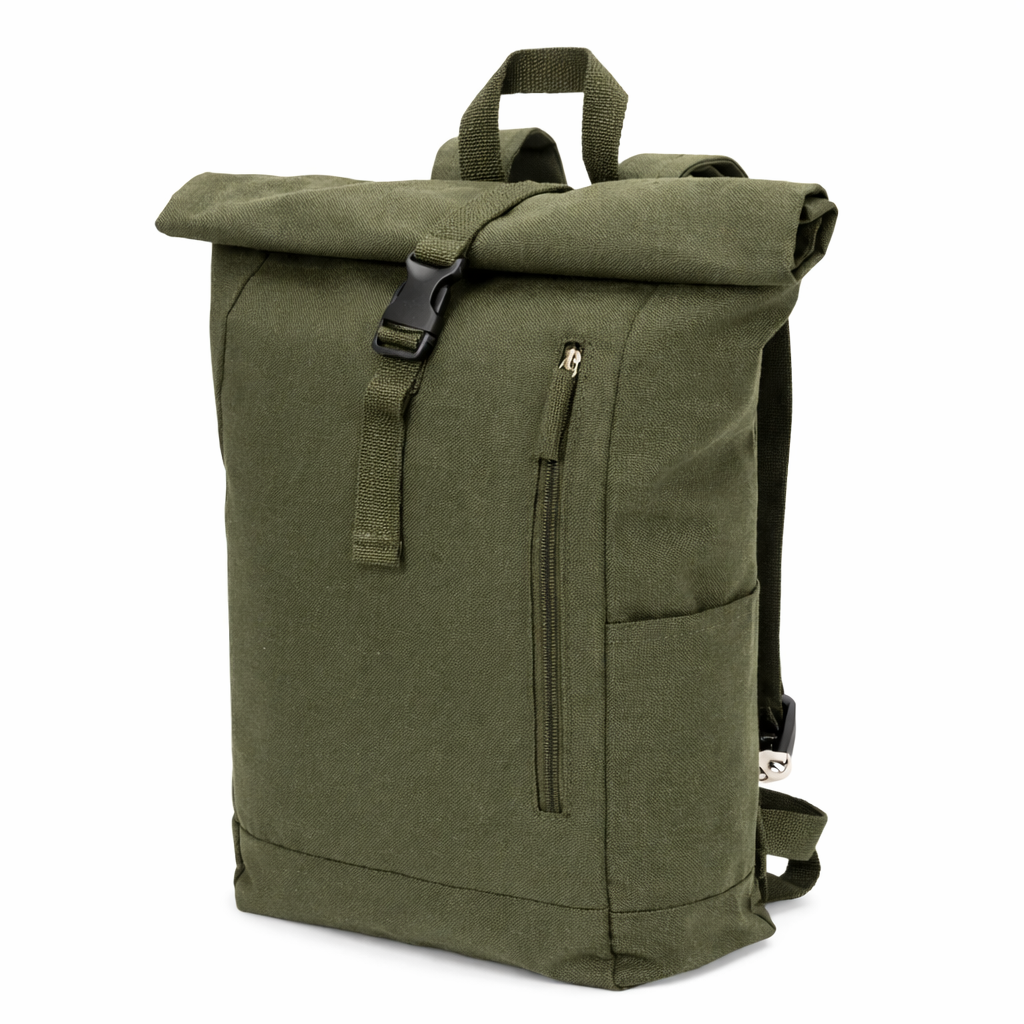 SAINT roll-top backpack made from recycled cotton and recycled polyester
