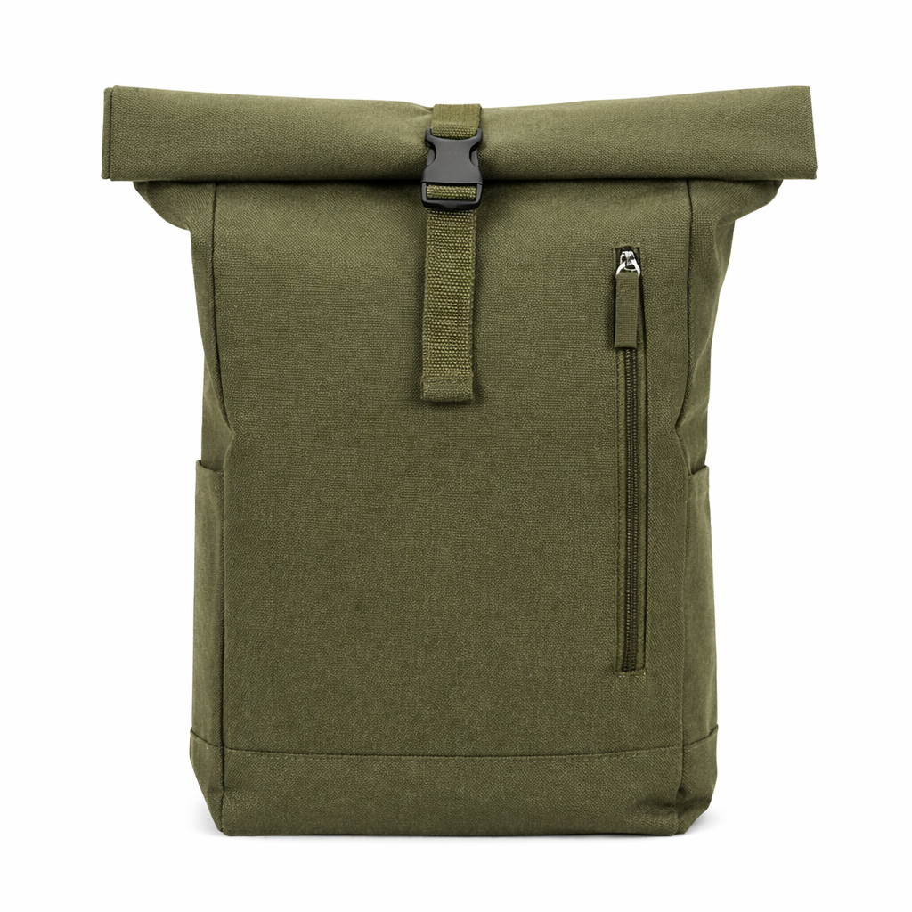 SAINT roll-top backpack made from recycled cotton and recycled polyester