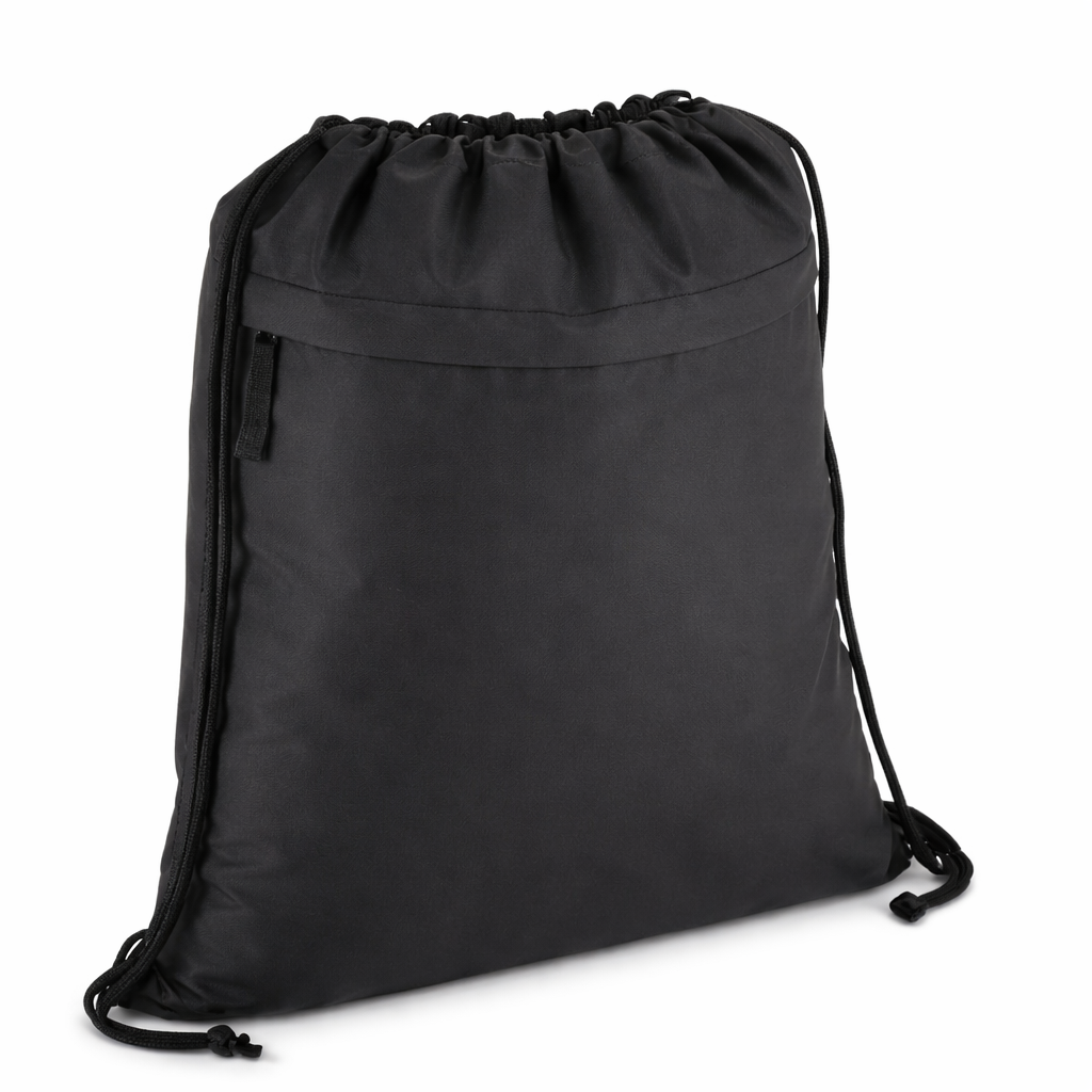 PU-coated R-PET 600D drawstring bag 33 x 42 cm Black