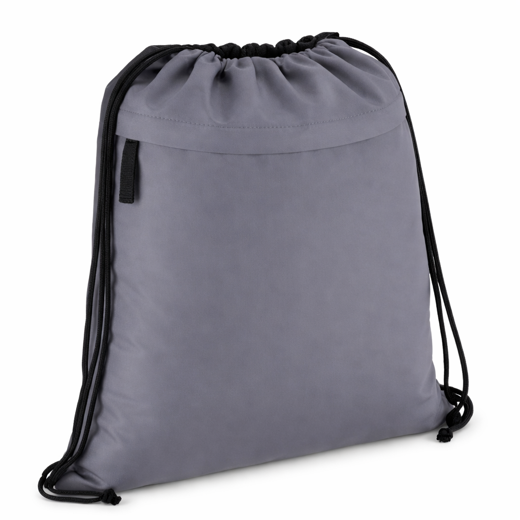 PU-coated R-PET 600D drawstring bag 33 x 42 cm Grey