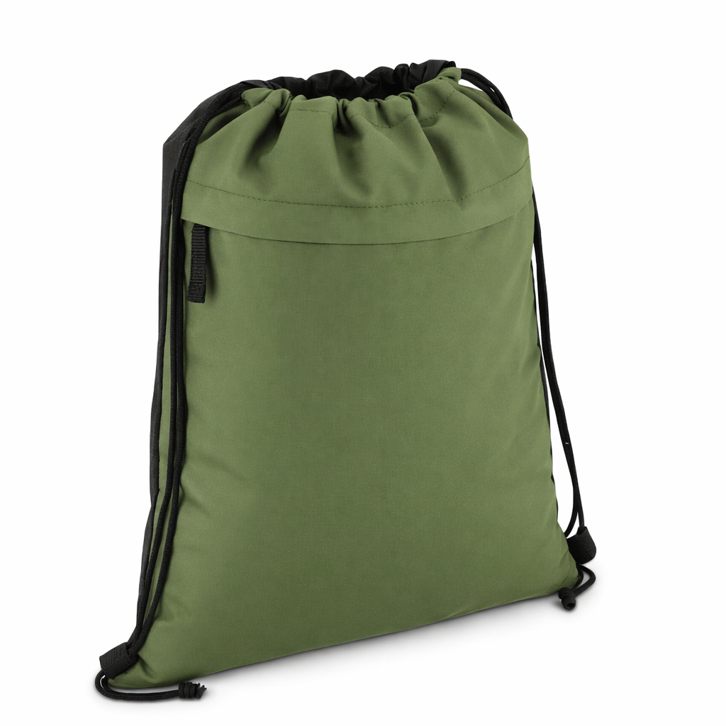 PU-coated R-PET 600D drawstring bag 33 x 42 cm Green