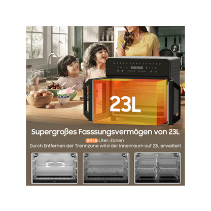 23L Dual Zone Hot Air Fryer - XXL Airfryer with French Door