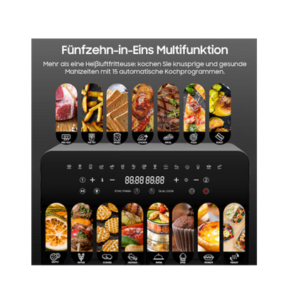 23L Dual Zone Hot Air Fryer - XXL Airfryer with French Door